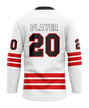 Custom Sublimated Lace Hockey Jersey - White & Red