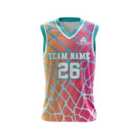 Custom Sublimated Basketball Jersey - Pink & Teal Abstract