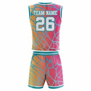 Custom Sublimated Basketball Uniform Set - Coral, Pink & Teal