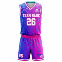 Custom Sublimated Basketball Uniform Set - Purple & Pink