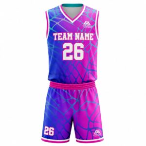 Custom Sublimated Basketball Uniform Set - Purple & Pink