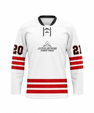 Custom Sublimated Lace Hockey Jersey - White & Red
